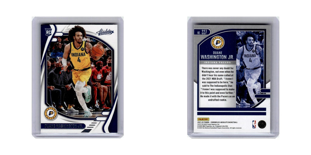 Duane Washington Jr. Rookie 2021 Panini Chronicles Absolute #227 Pacers NM