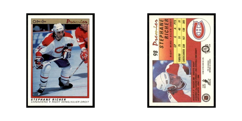 1990-91  O-Pee-Chee Premier Stephane Richer Montreal Canadiens #98