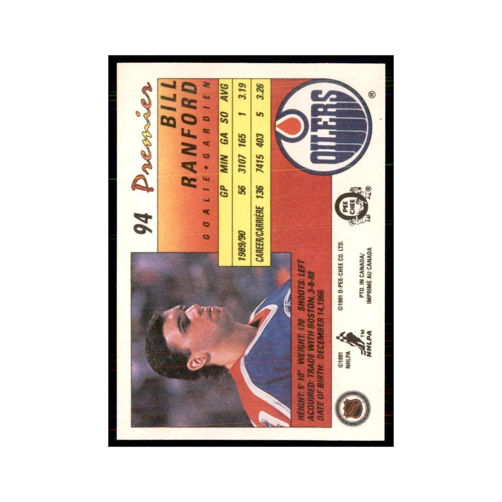 1990-91  O-Pee-Chee Premier Bill Ranford Edmonton Oilers #94