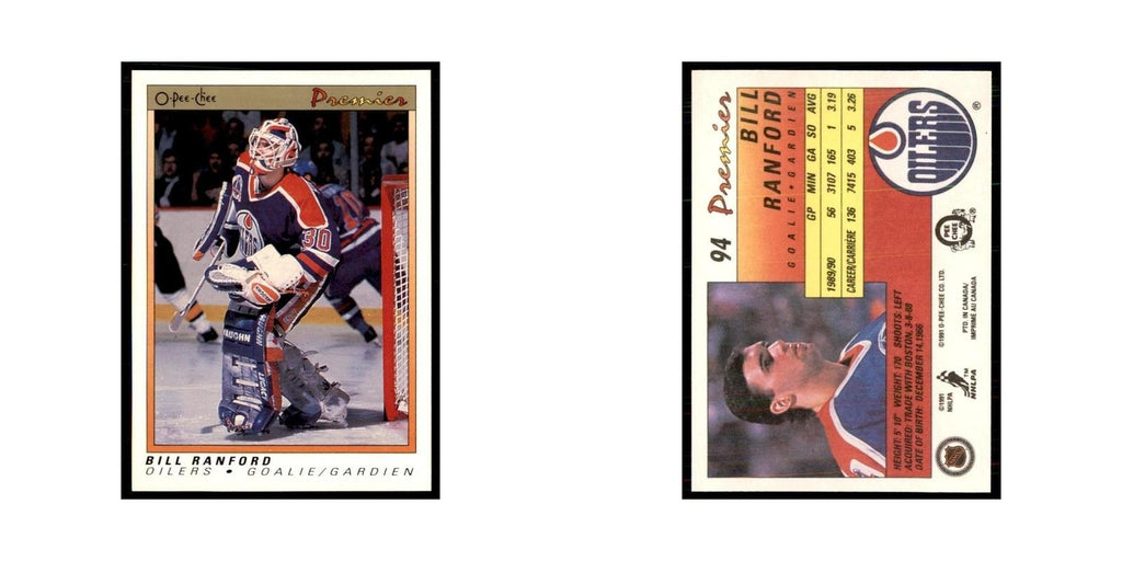 1990-91  O-Pee-Chee Premier Bill Ranford Edmonton Oilers #94