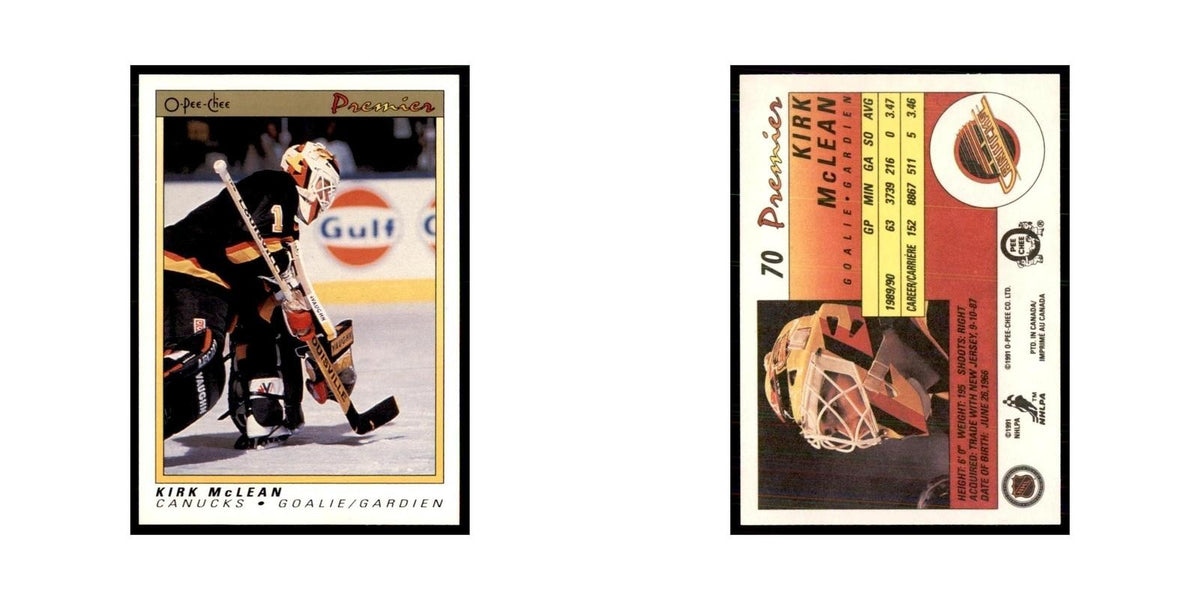 1990-91  O-Pee-Chee Premier Kirk McLean Vancouver Canucks #70
