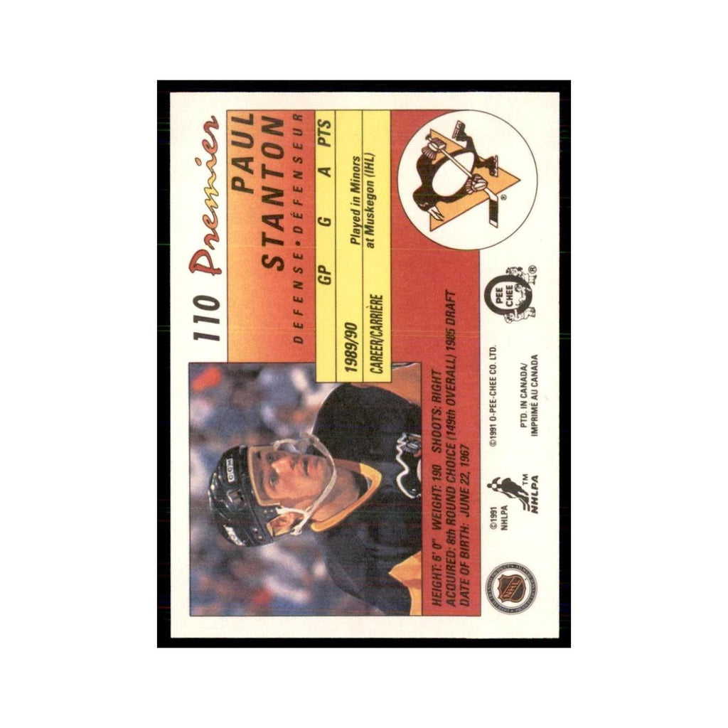 1990-91  O-Pee-Chee Premier Paul Stanton RC Pittsburgh Penguins #110