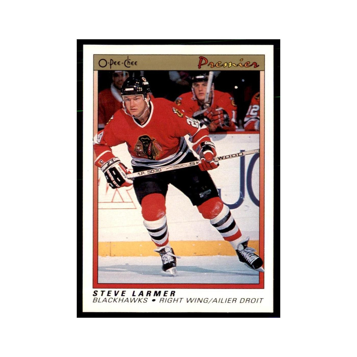 1990-91  O-Pee-Chee Premier Steve Larmer Chicago Blackhawks #58