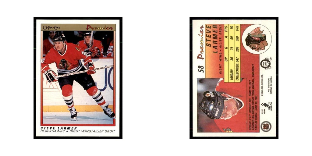 1990-91  O-Pee-Chee Premier Steve Larmer Chicago Blackhawks #58
