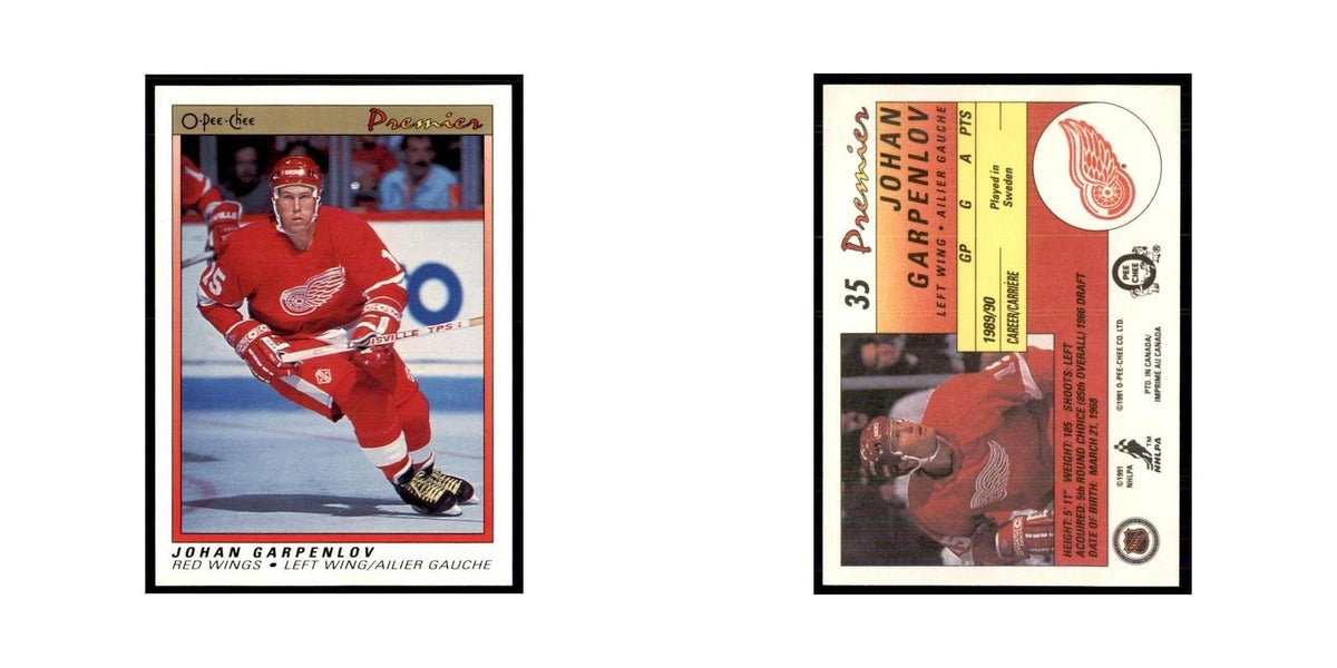 1990-91  O-Pee-Chee Premier Johan Garpenlov RC Detroit Red Wings #35