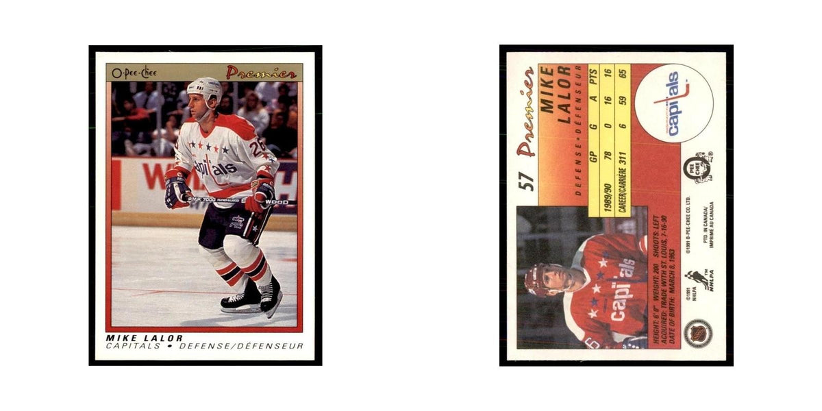 1990-91  O-Pee-Chee Premier Mike Lalor RC Washington Capitals #57