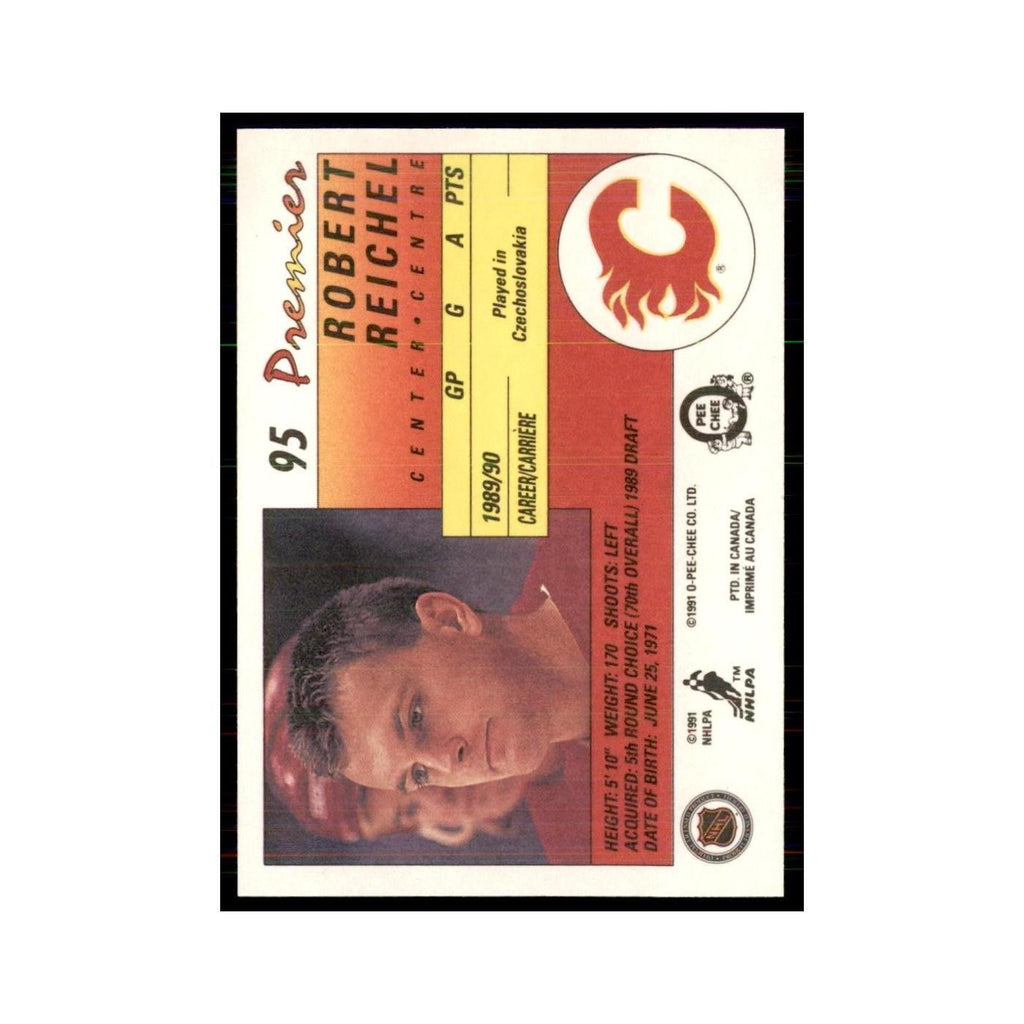1990-91  O-Pee-Chee Premier Robert Reichel RC Calgary Flames #95