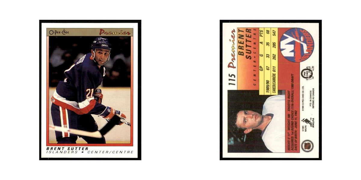 1990-91  O-Pee-Chee Premier Brent Sutter New York Islanders #115