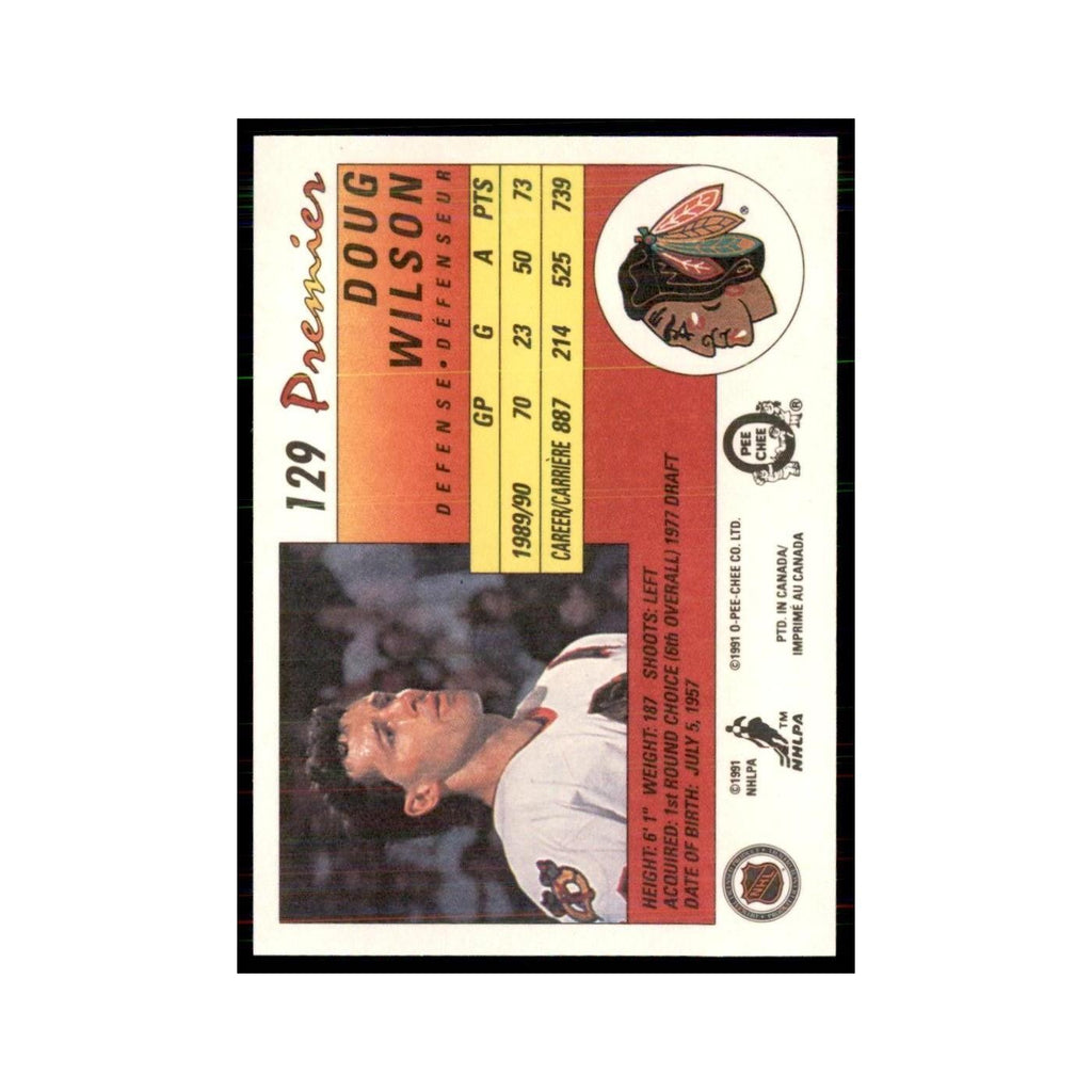 1990-91  O-Pee-Chee Premier Doug Wilson Chicago Blackhawks #129