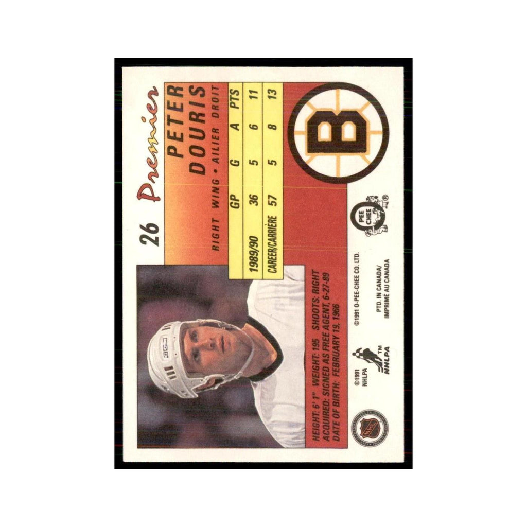 1990-91  O-Pee-Chee Premier Peter Douris RC Boston Bruins #26