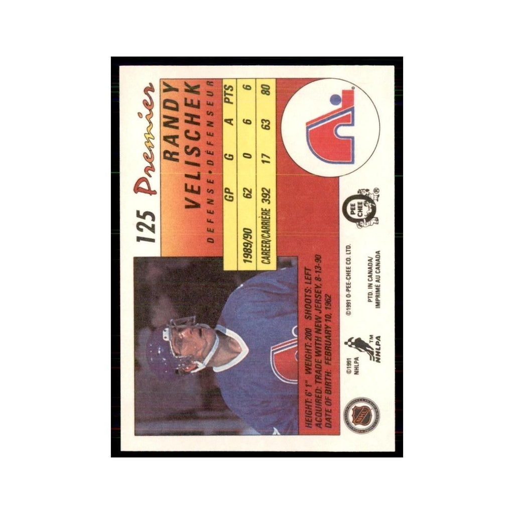 1990-91  O-Pee-Chee Premier Randy Velischek Quebec Nordiques #125