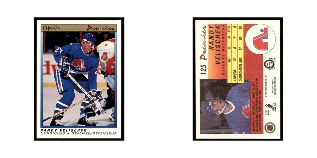 1990-91  O-Pee-Chee Premier Randy Velischek Quebec Nordiques #125