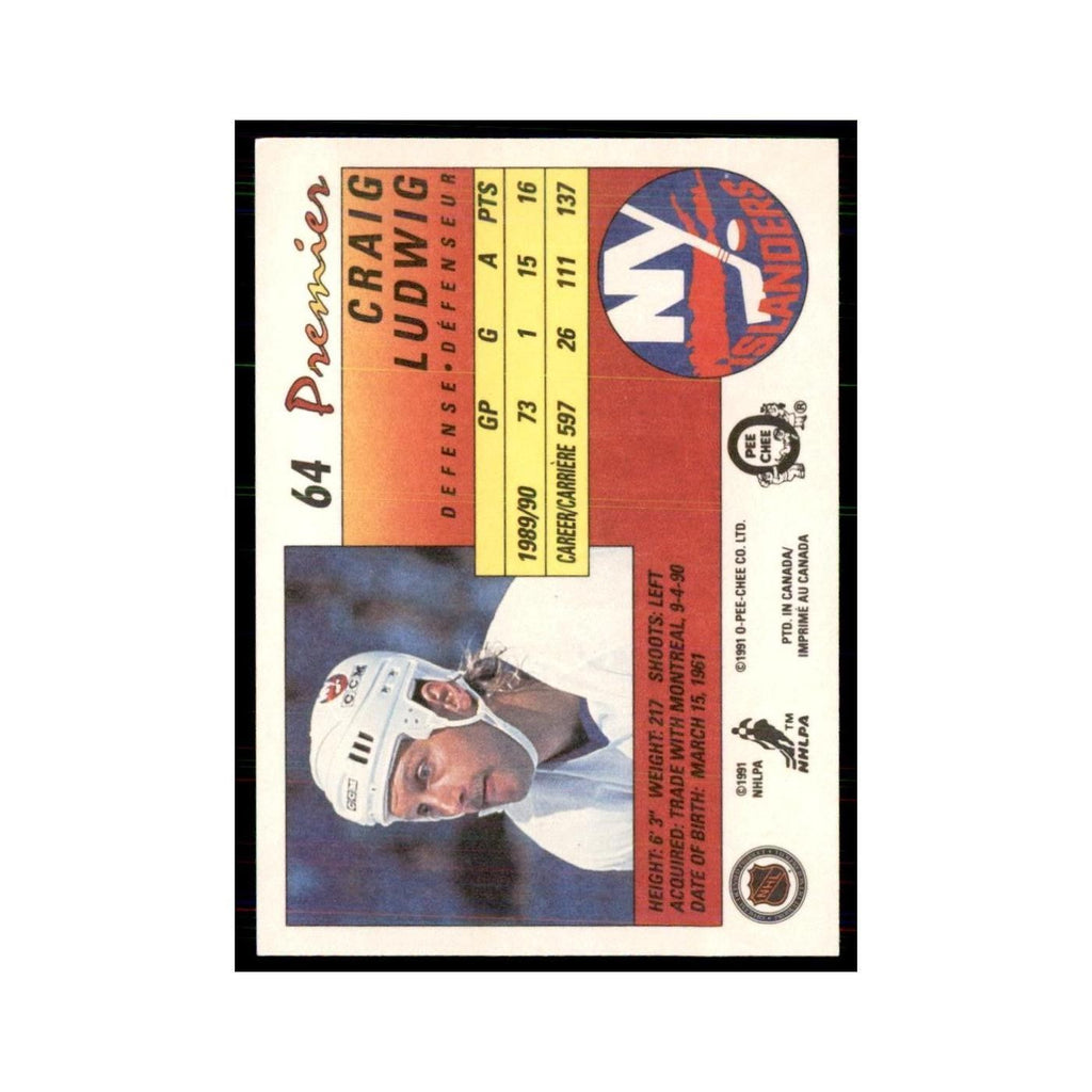 1990-91  O-Pee-Chee Premier Craig Ludwig New York Islanders #64
