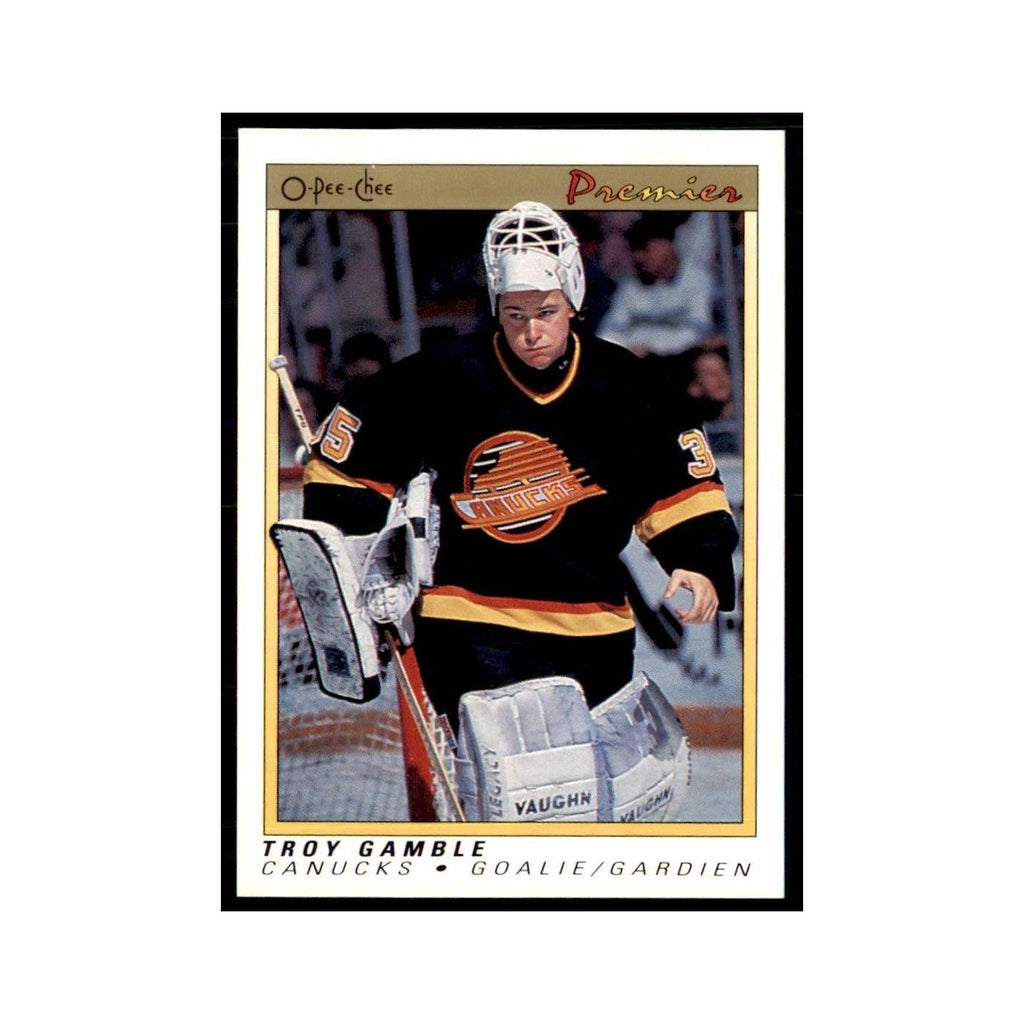 1990-91  O-Pee-Chee Premier Troy Gamble RC Vancouver Canucks #34