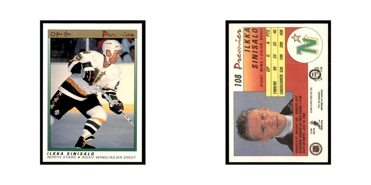 1990-91  O-Pee-Chee Premier Ilkka Sinisalo Minnesota North Stars #108
