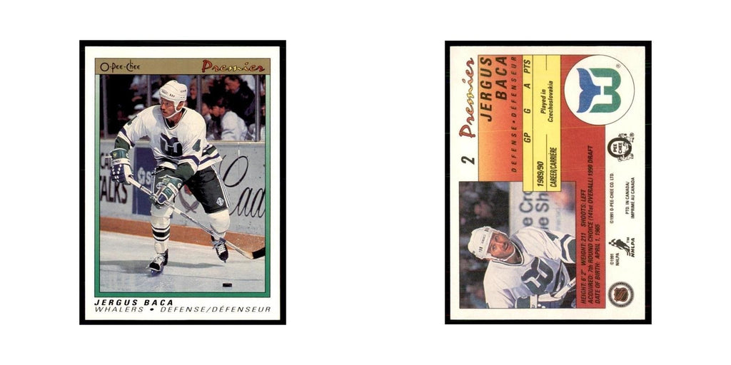 1990-91  O-Pee-Chee Premier Jergus Baca RC Hartford Whalers #2