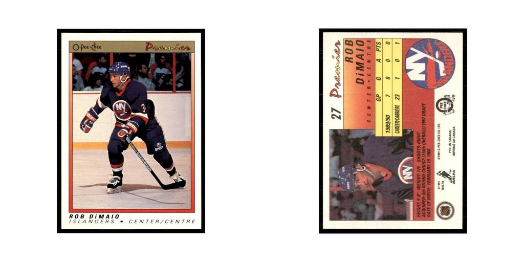 1990-91  O-Pee-Chee Premier Rob DiMaio RC New York Islanders #27