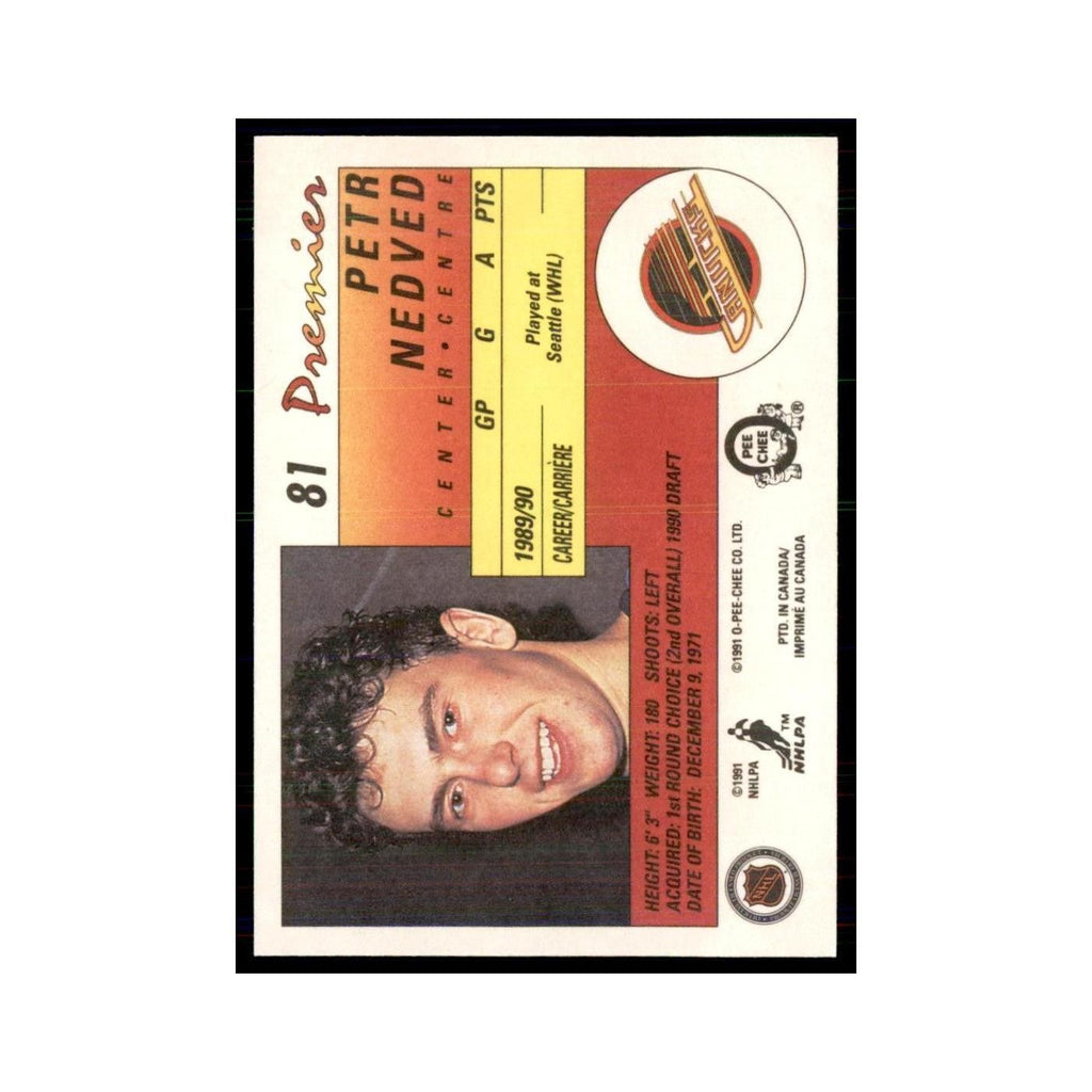 1990-91  O-Pee-Chee Premier Petr Nedved RC Vancouver Canucks #81
