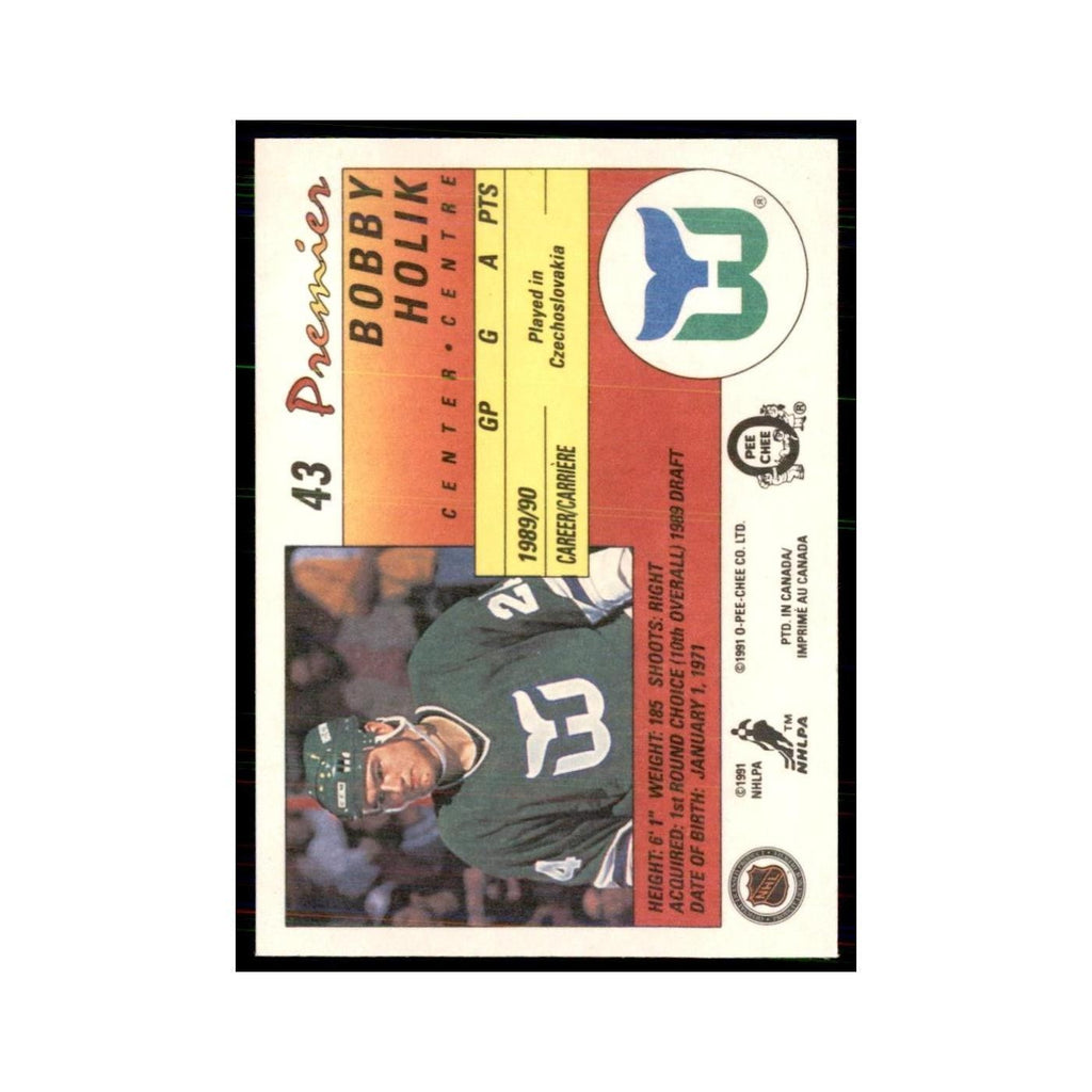 1990-91  O-Pee-Chee Premier Bobby Holik RC Hartford Whalers #43