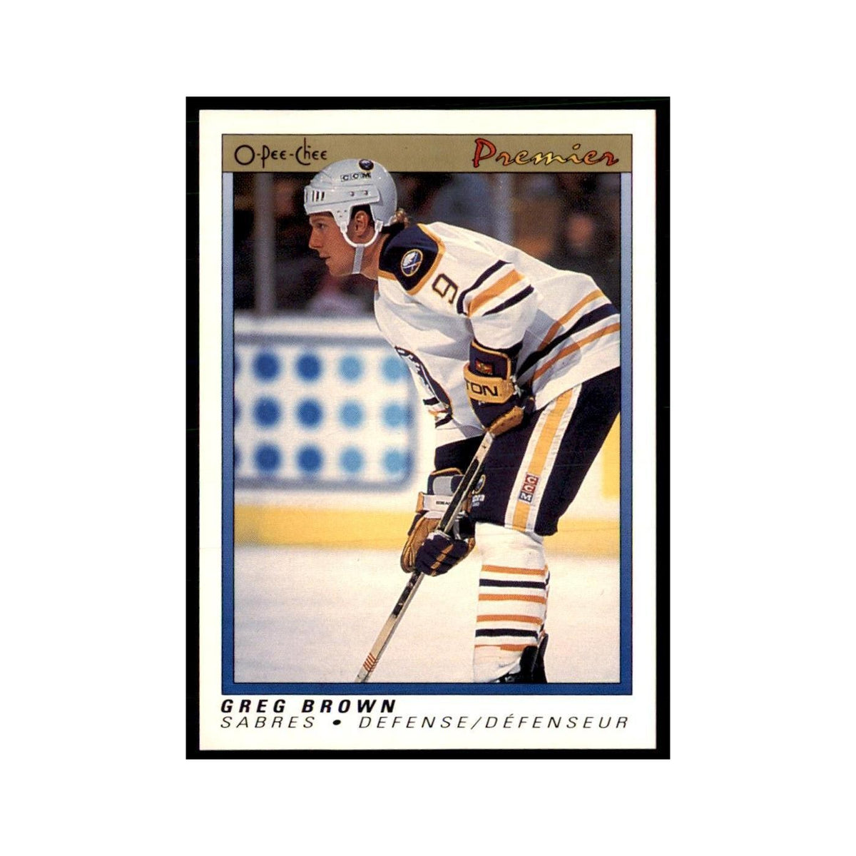1990-91  O-Pee-Chee Premier Greg Brown RC Buffalo Sabres #11