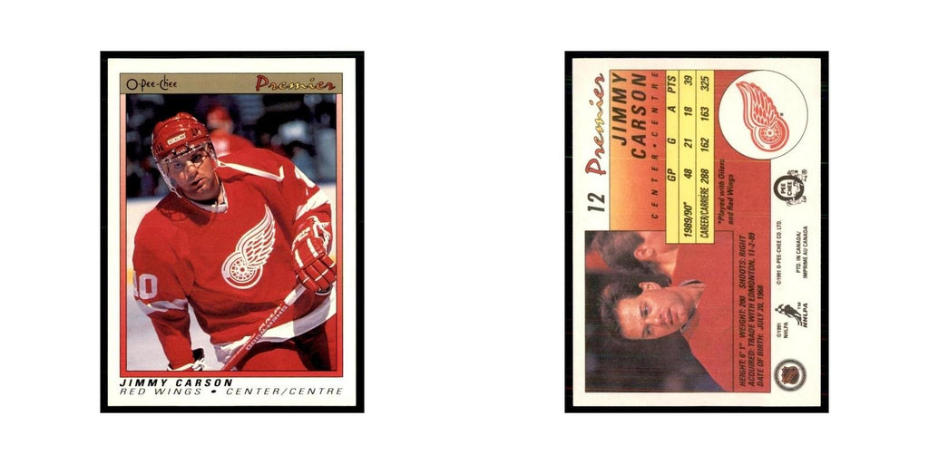 1990-91  O-Pee-Chee Premier Jimmy Carson Detroit Red Wings #12