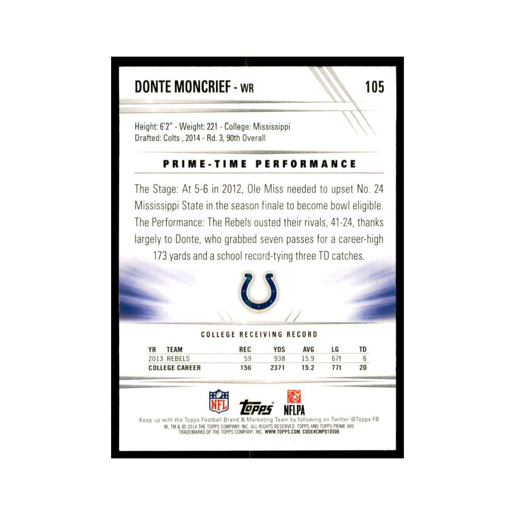 2014 Topps Prime Donte Moncrief RC Football Cards #105