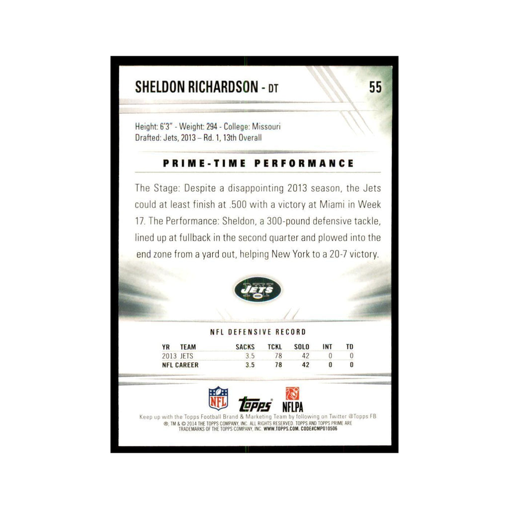 2014 Topps Prime Sheldon Richardson Football Cards #55