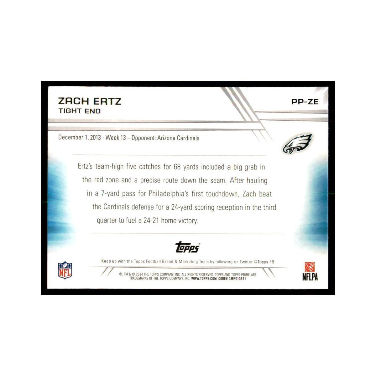 2014 Topps Prime Zach Ertz Football Cards #PP-ZE