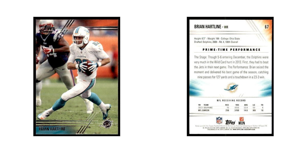 2014 Topps Prime Brian Hartline Football Cards #67