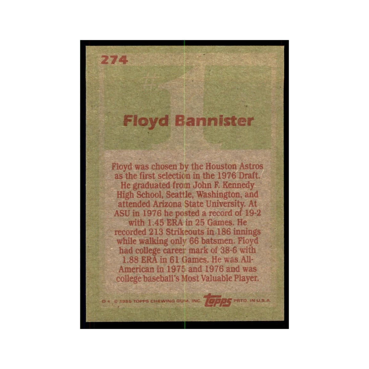 1985 Topps Floyd Bannister Baseball Cards #274