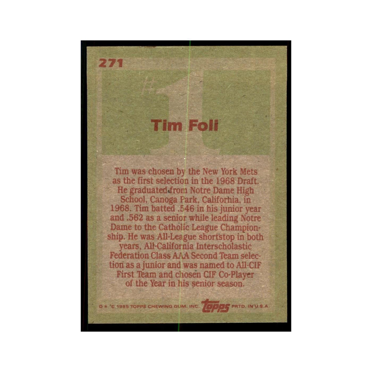 1985 Topps Tim Foli Baseball Cards #271