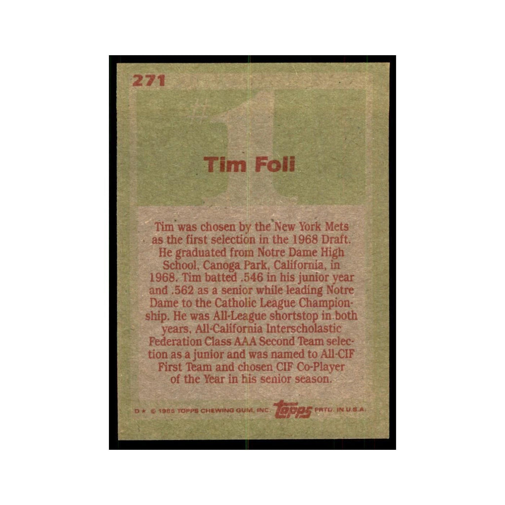 1985 Topps Tim Foli Baseball Cards #271
