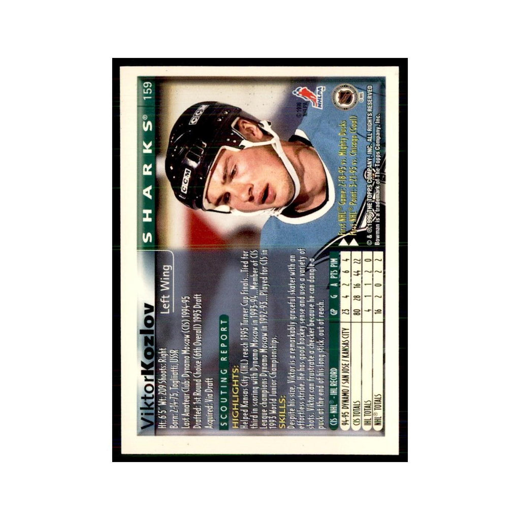 1995 Bowman Viktor Kozlov RC San Jose Sharks #159