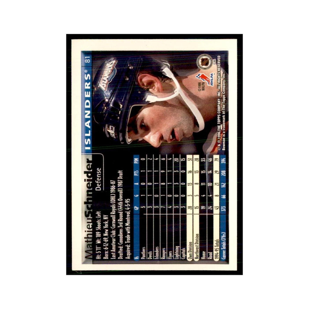 1995 Bowman Mathieu Schneider New York Islanders #81
