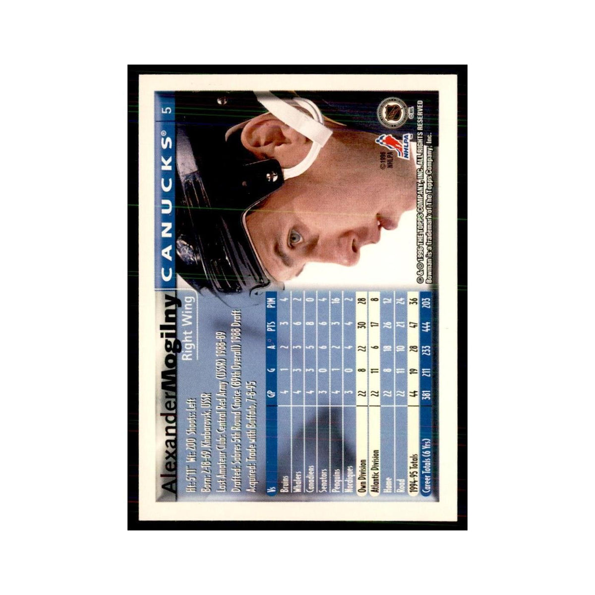 1995 Bowman Alexander Mogilny Vancouver Canucks #5
