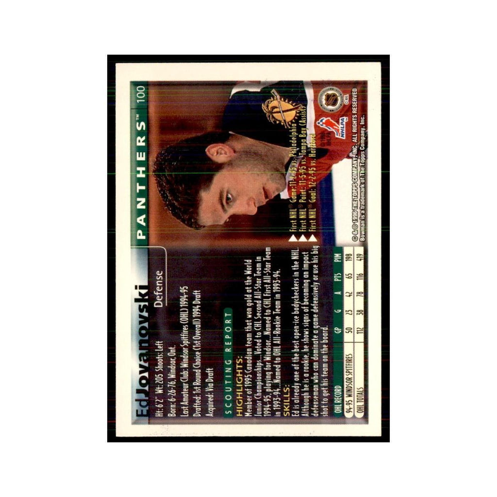 1995 Bowman Ed Jovanovski RC Florida Panthers #100