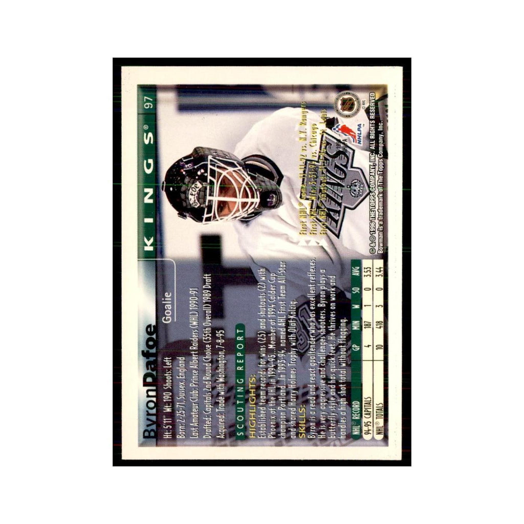 1995 Bowman Byron Dafoe RC Los Angeles Kings #97