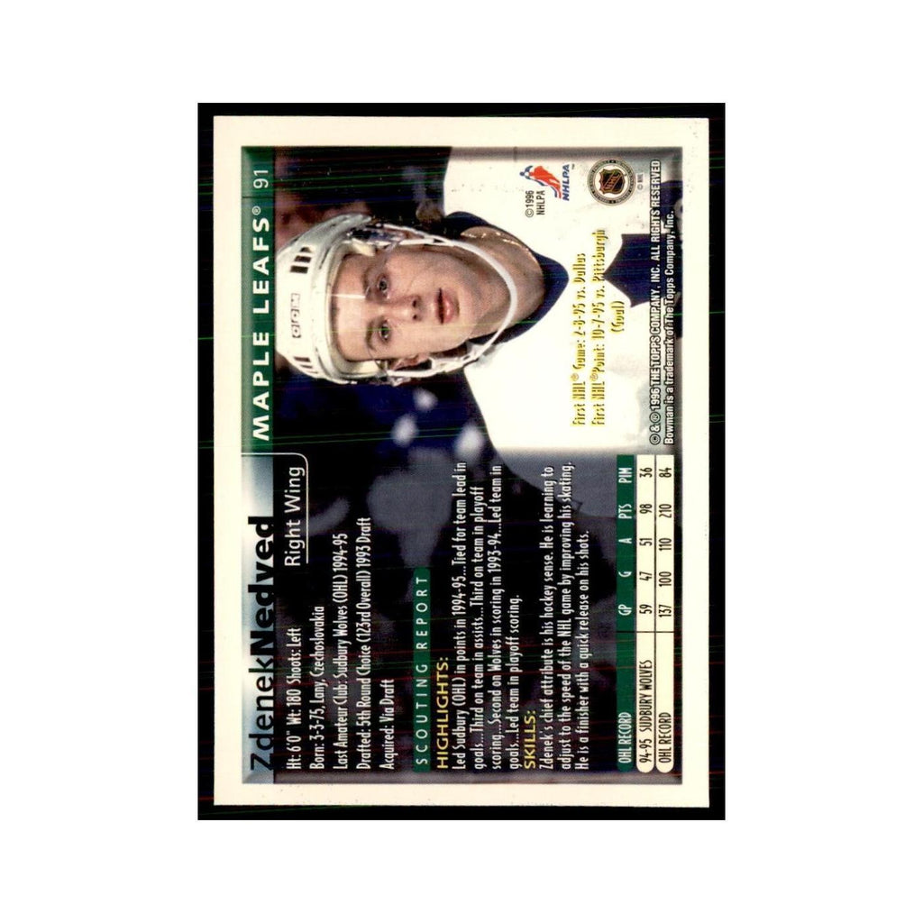 1995 Bowman Zdenek Nedved RC Toronto Maple Leafs #91