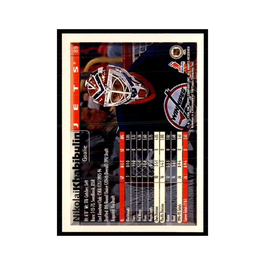 1995 Bowman Nikolai Khabibulin Winnipeg Jets #89