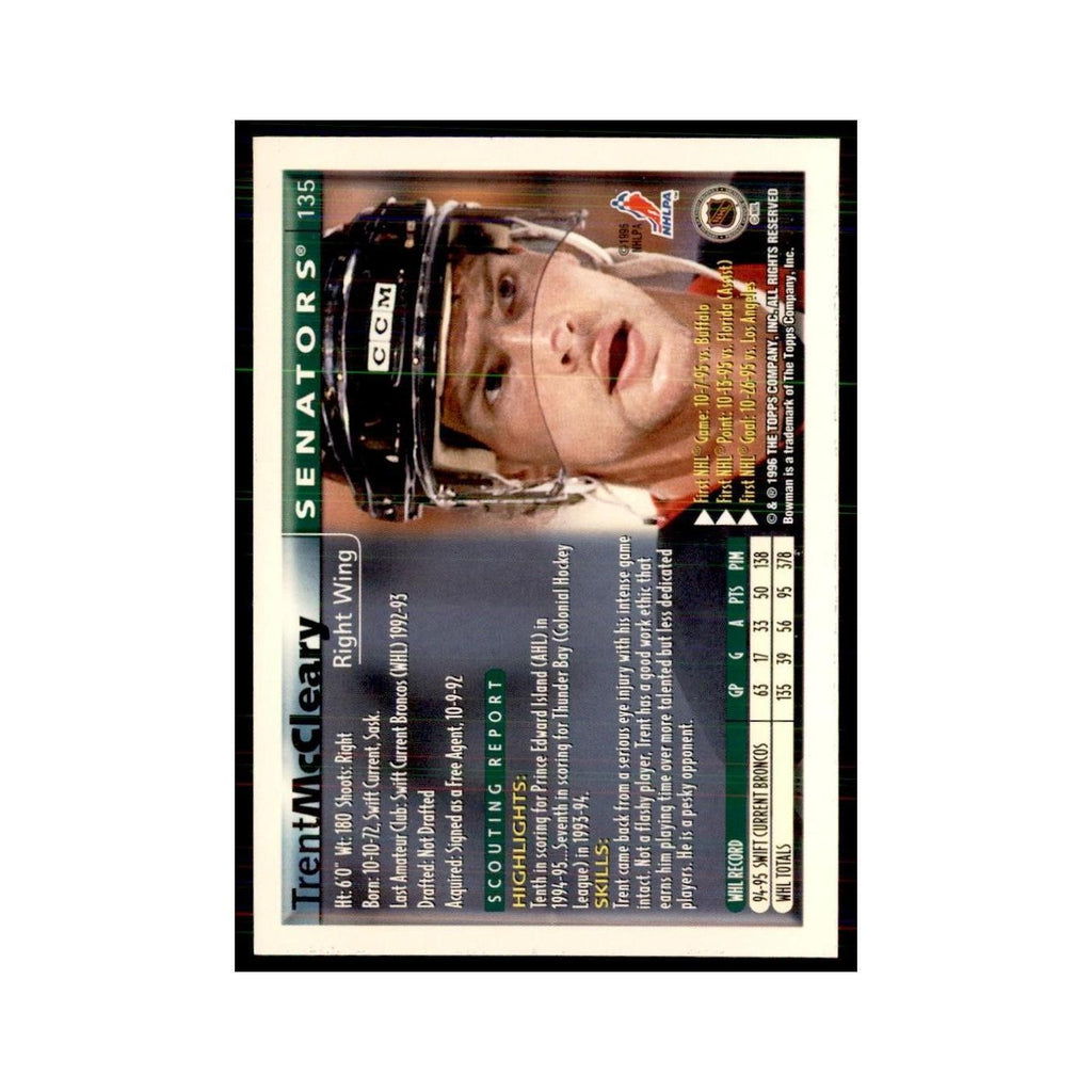 1995 Bowman Trent McCleary RC Ottawa Senators #135