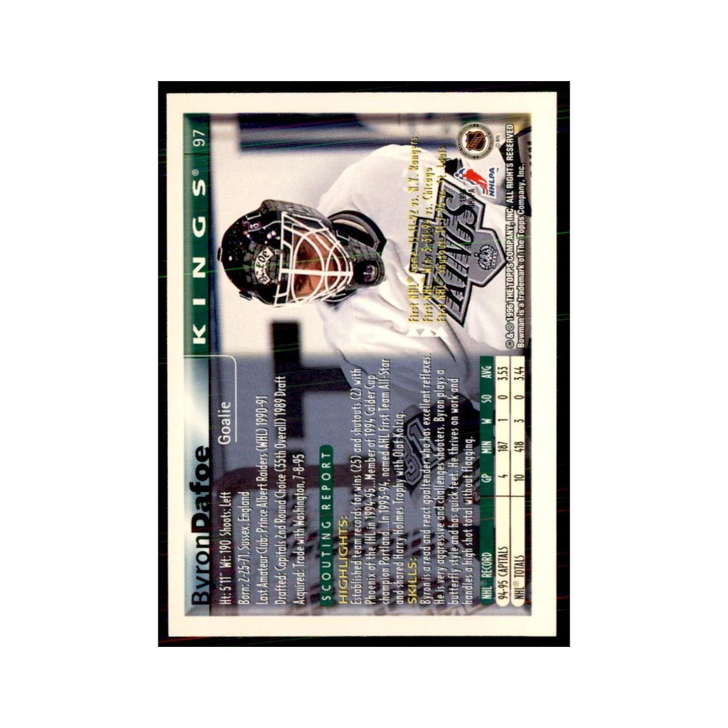 1995 Bowman Byron Dafoe RC Los Angeles Kings #97