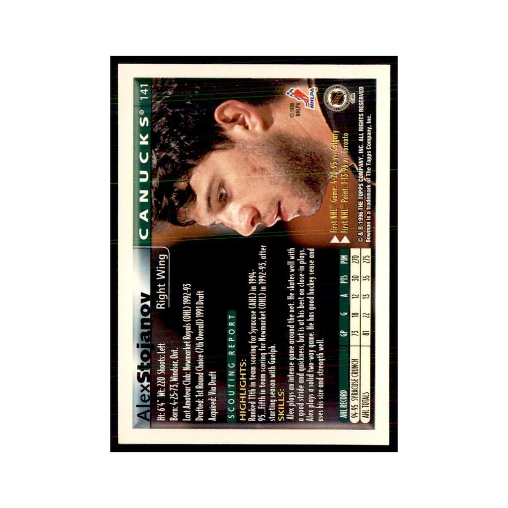 1995 Bowman Alex Stojanov RC Vancouver Canucks #141