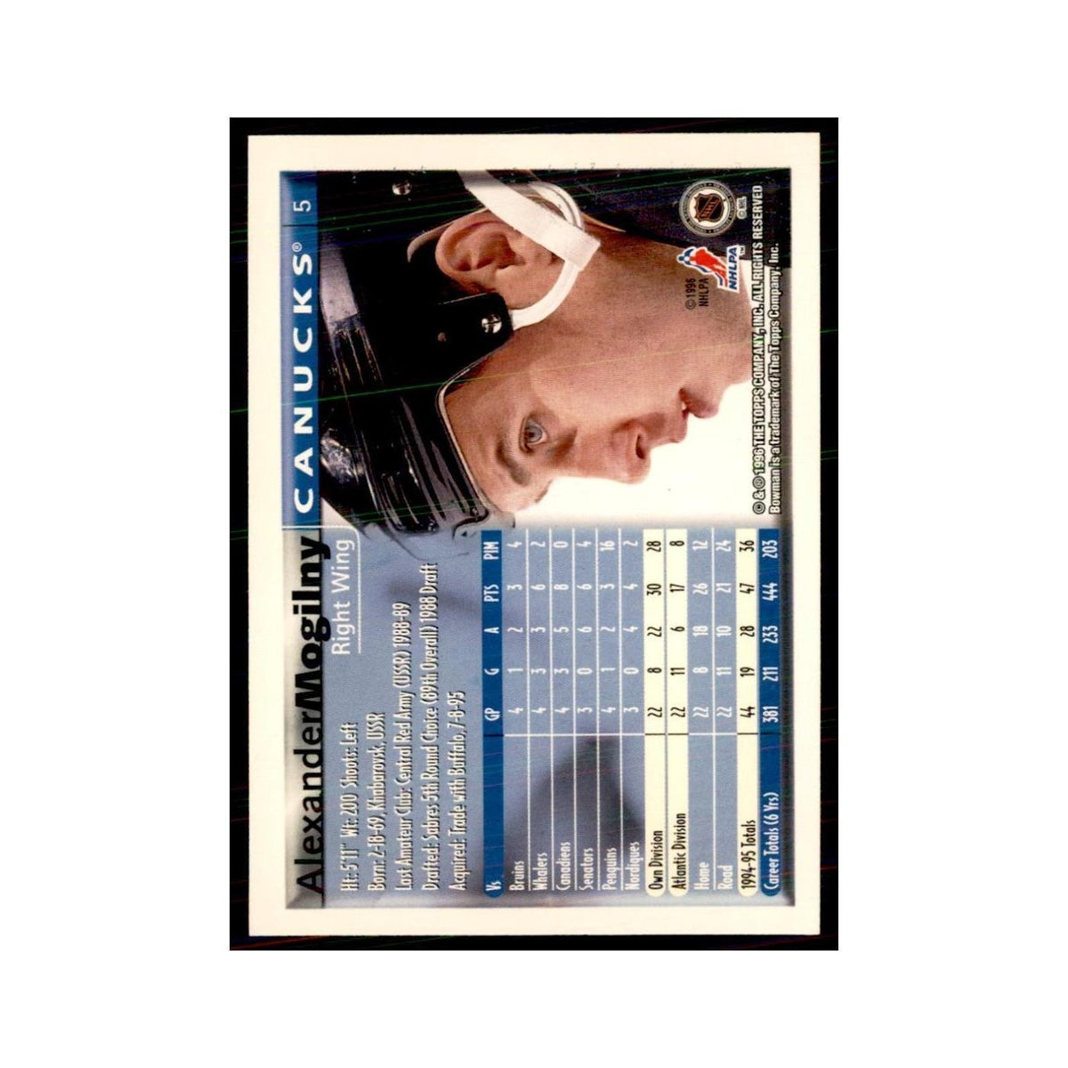 1995 Bowman Alexander Mogilny Vancouver Canucks #5