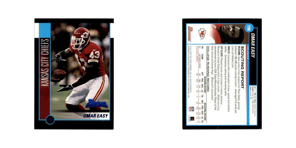 2002 Bowman Omar Easy RC Football Cards #196