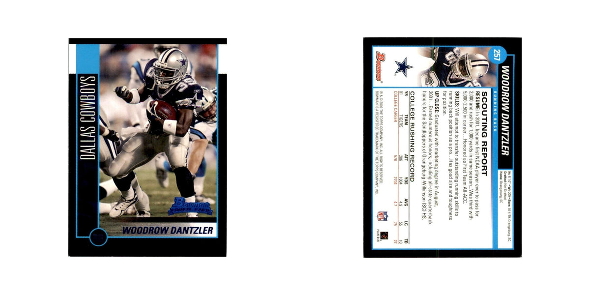 2002 Bowman Woodrow Dantzler RC Football Cards #257