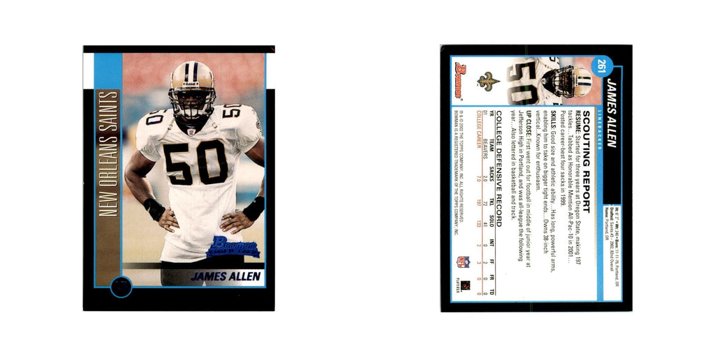 2002 Bowman James Allen RC Football Cards #261
