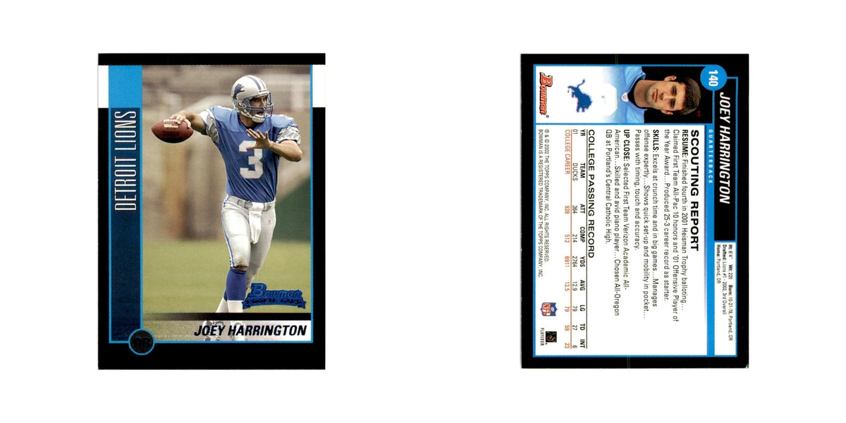 2002 Bowman Joey Harrington RC Football Cards #140