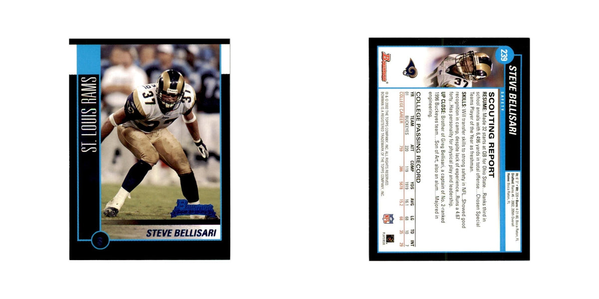 2002 Bowman Steve Bellisari RC Football Cards #239