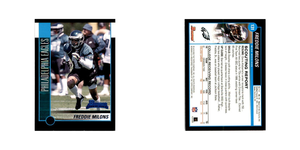 2002 Bowman Freddie Milons RC Football Cards #131