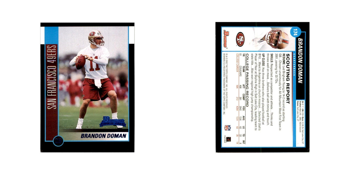 2002 Bowman Brandon Doman RC Football Cards #174